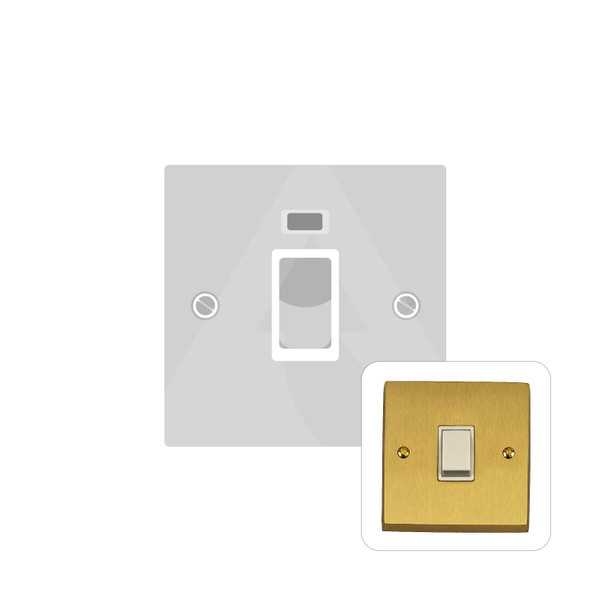 Contractor Range 20A Double Pole Switch with Neon in Satin Brass  - White Trim