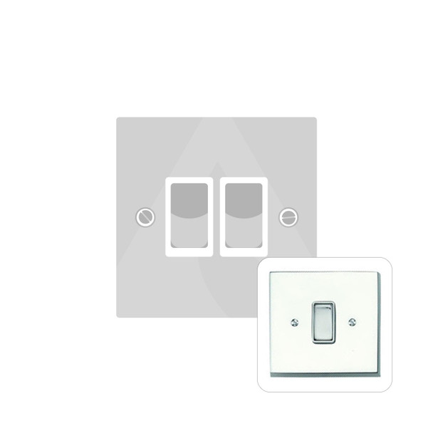 Contractor Range 2 Gang Rocker Switch (6 Amp) in Polished Chrome  - White Trim