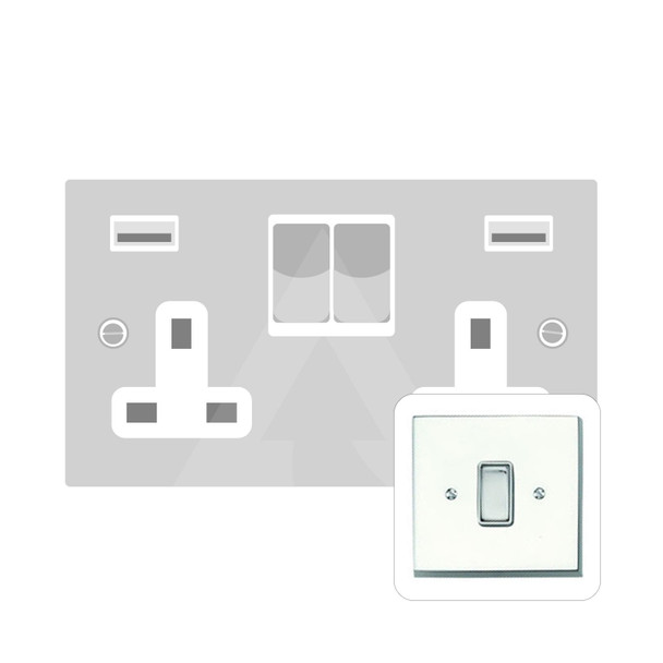 Contractor Range Double USB Socket (13 Amp) in Polished Chrome  - Black Trim