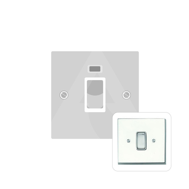 Contractor Range 45A DP Cooker Switch with Neon (single plate) in Polished Chrome  - White Trim