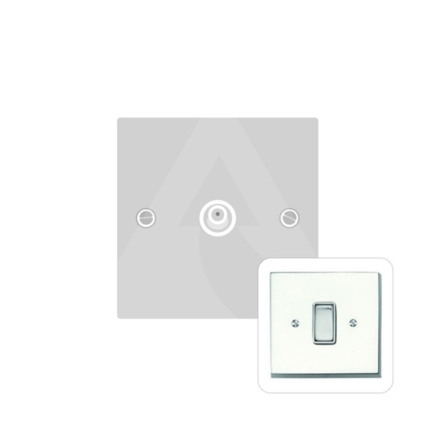 Contractor Range 1 Gang Satellite Socket in Polished Chrome  - White Trim