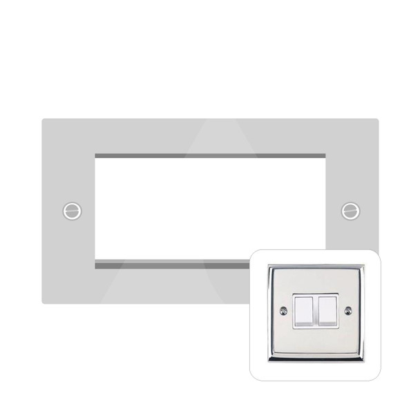 Contractor Range 4 Module Euro Plate in Polished Chrome  - Black Trim