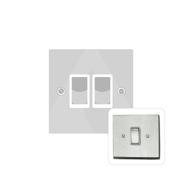 Contractor Range 2 Gang Rocker Switch (6 Amp) in Satin Chrome  - Black Trim