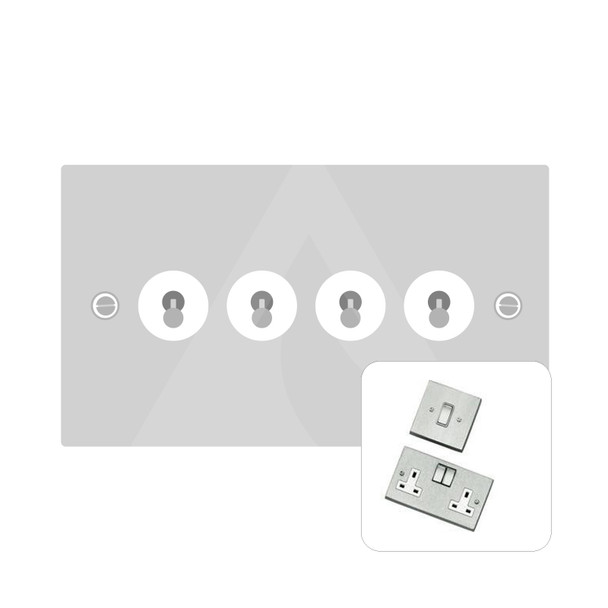 Harmony Grid Range 4 Gang Toggle Switch in Satin Chrome  - Trimless