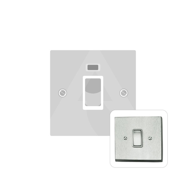 Contractor Range 45A DP Cooker Switch with Neon (single plate) in Satin Chrome  - White Trim