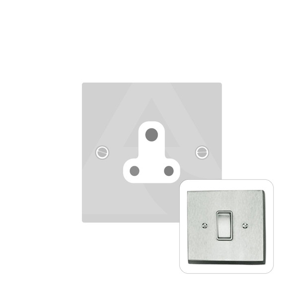 Contractor Range 5 Amp 3 Round Pin Socket in Satin Chrome  - White Trim