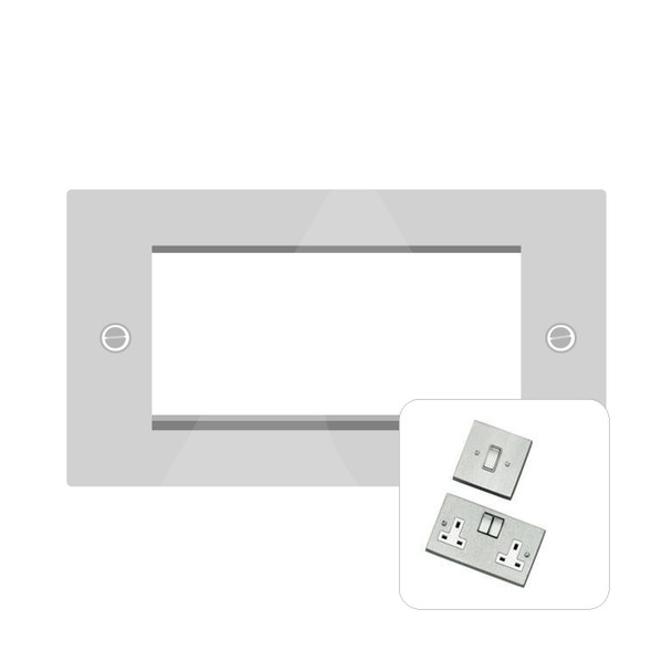 Harmony Grid Range 4 Module Euro Plate in Satin Chrome  - White Trim