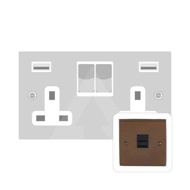 Contractor Range Double USB Socket (13 Amp) in Polished Bronze  - Black Trim - BZV750BN-USB