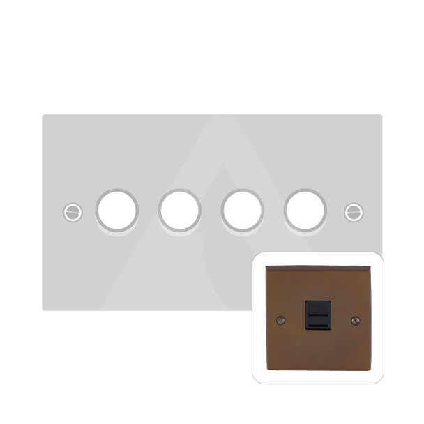 Contractor Range 4 Gang LED Dimmer in Polished Bronze  - Trimless - BZV974/TED