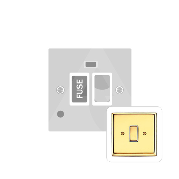 Contractor Range Switched Spur with Neon + Cord (13 Amp) in Polished Brass  - White Trim - K938W