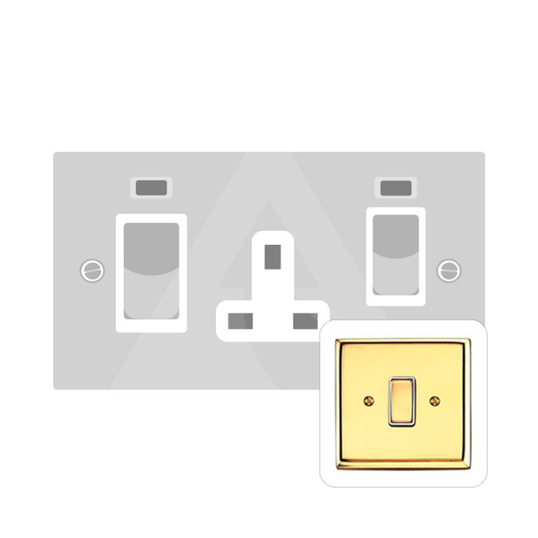 Contractor Range 45A Cooker Unit + 13A Socket in Polished Brass  - White Trim - K962W