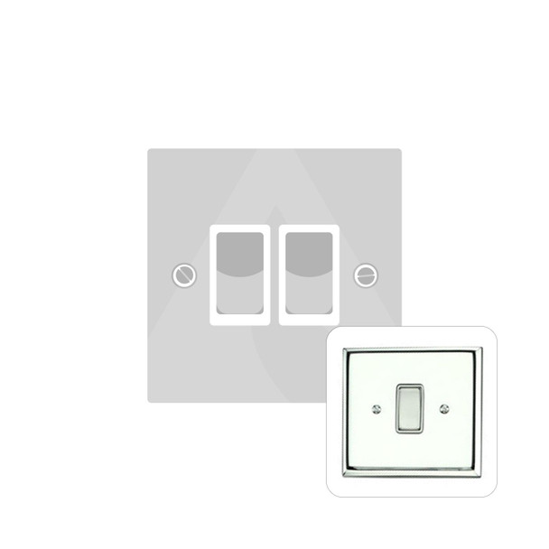 Contractor Range 2 Gang Rocker Switch (6 Amp) in Polished Chrome  - White Trim - KC992W