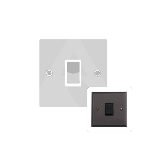 Contractor Range 1 Gang Intermediate Rocker Switch (6 Amp) in Matt Bronze  - Black Trim