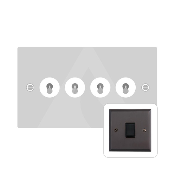 Contractor Range 4 Gang Toggle Switch in Matt Bronze  - Trimless