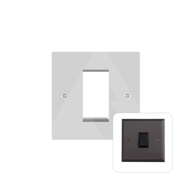 Contractor Range 1 Module Euro Plate in Matt Bronze  - Black Trim