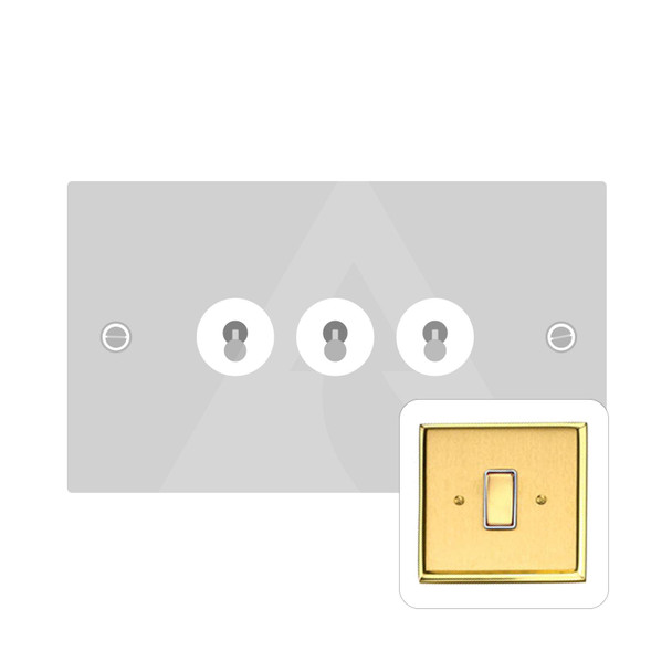 Contractor Range 3 Gang Toggle Switch in Satin Brass  - Trimless - M1420SB