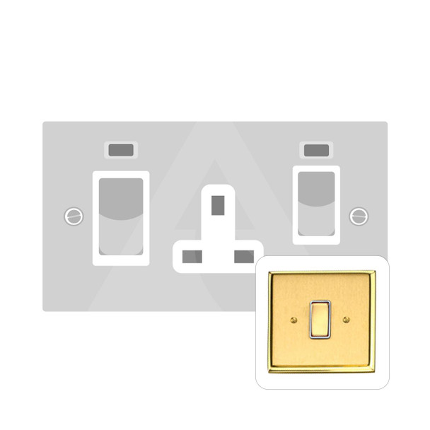 Contractor Range 45A Cooker Unit + 13A Socket in Satin Brass  - White Trim - M962W