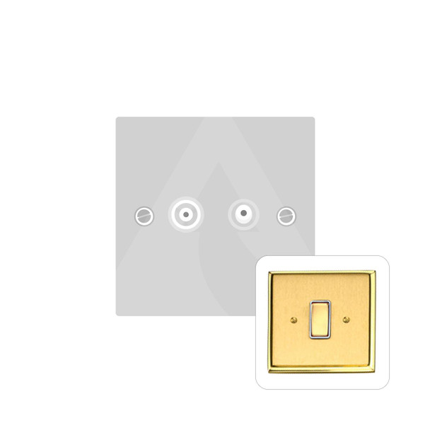 Contractor Range TV/FM Diplexed Socket in Satin Brass  - White Trim - M924W-DIP