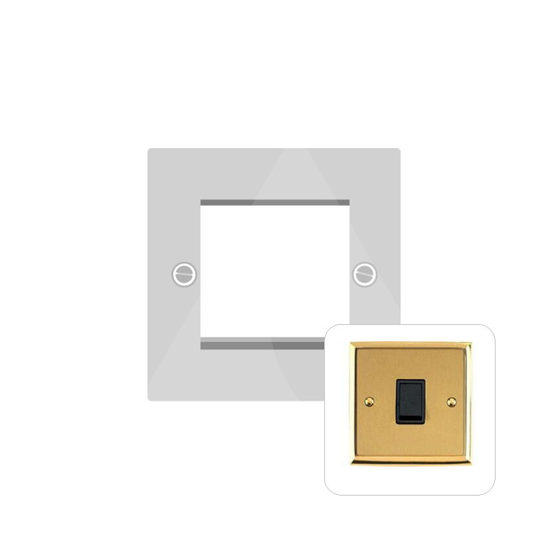 Contractor Range 2 Module Euro Plate in Satin Brass  - Black Trim - PL M692BK