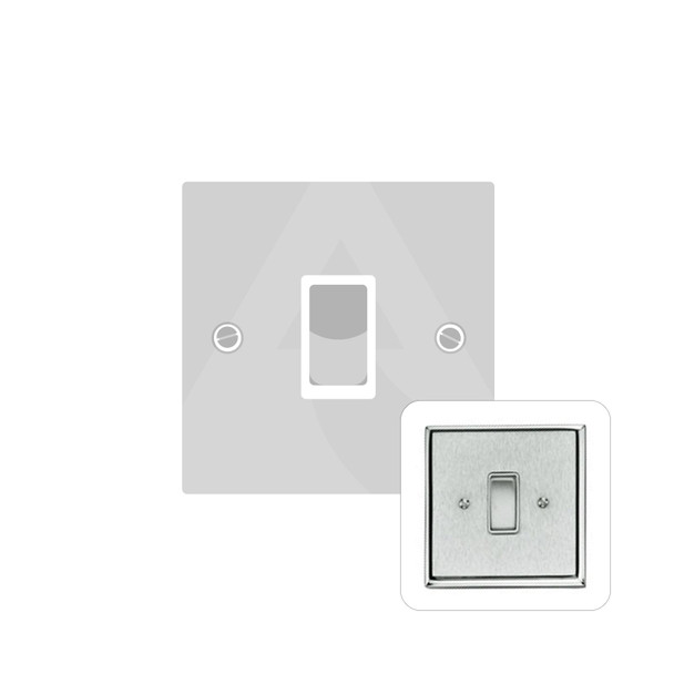 Contractor Range 1 Gang Rocker Switch (6 Amp) in Satin Chrome  - White Trim - P991W