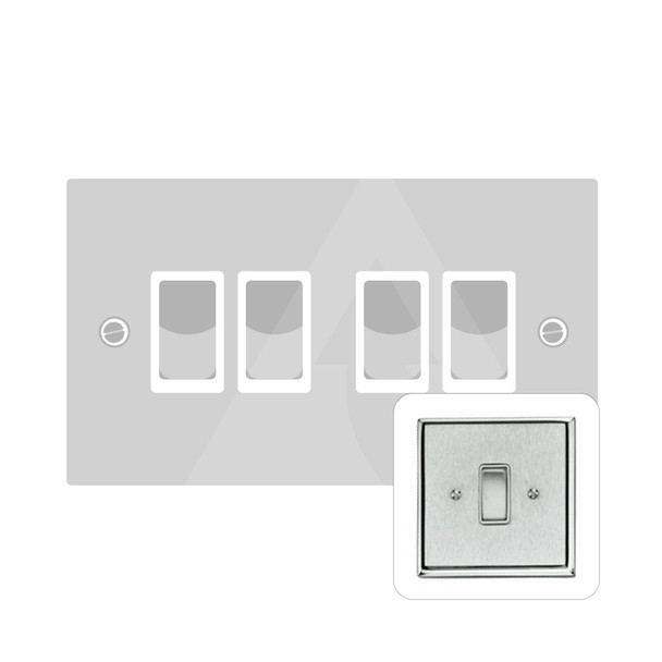 Contractor Range 4 Gang Rocker Switch (6 Amp) in Satin Chrome  - Black Trim - P994BN