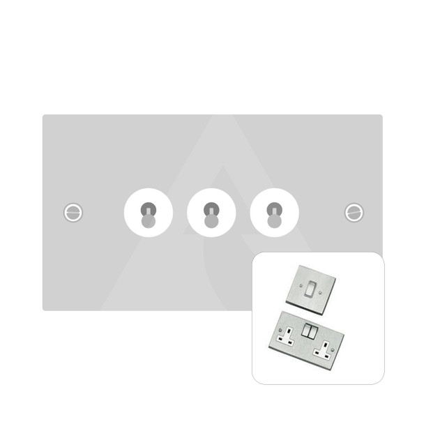 Harmony Grid Range 3 Gang Toggle Switch in Satin Chrome  - Trimless - P1420.SC