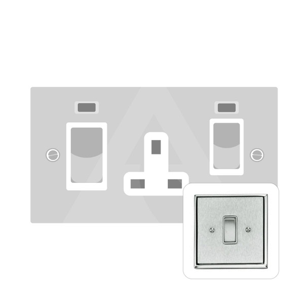 Contractor Range 45A Cooker Unit + 13A Socket in Satin Chrome  - White Trim - P962W