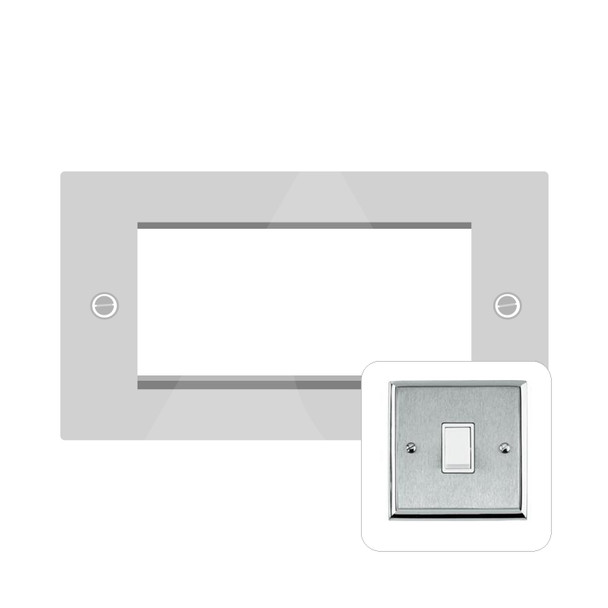 Contractor Range 4 Module Euro Plate in Satin Chrome  - Black Trim - PL P1694BK