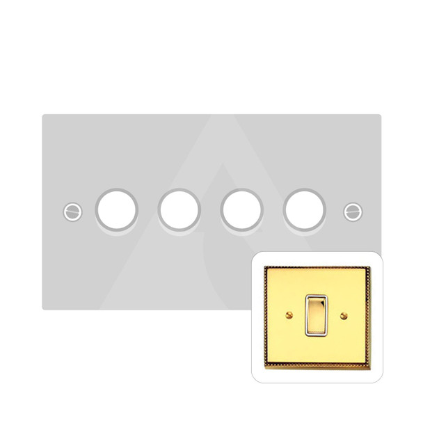 Contractor Range 4 Gang Dimmer (400 watts) in Polished Brass  - Trimless - A974/400