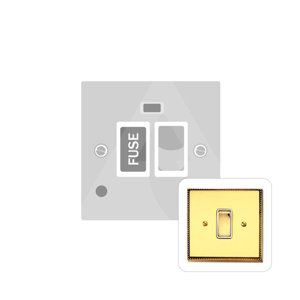 Contractor Range Switched Spur with Neon + Cord (13 Amp) in Polished Brass  - White Trim - A938W