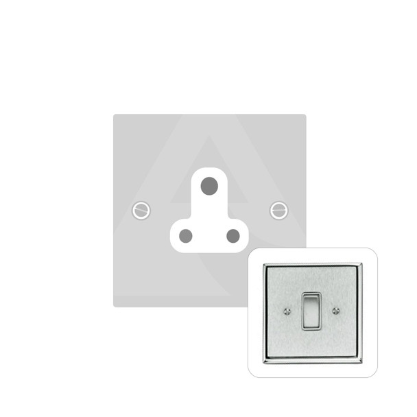 Harmony Grid Range 5 Amp 3 Round Pin Socket in Satin Chrome  - White Trim