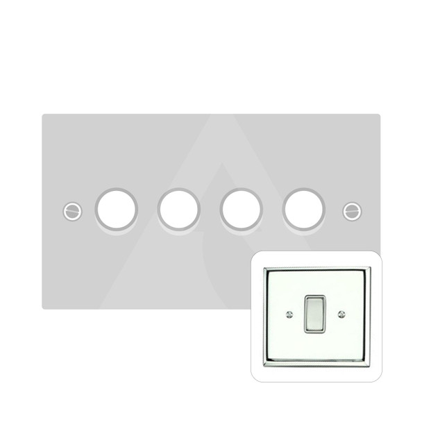 Harmony Grid Range 4 Gang Dimmer (400 watts) in Polished Chrome  - Trimless