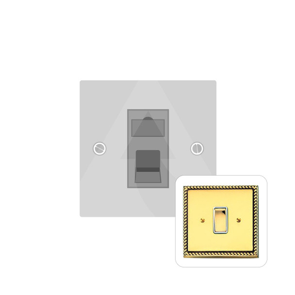 Harmony Grid Range 1 Gang Cat 6 in Polished Brass  - White Trim - G691W-RJ45