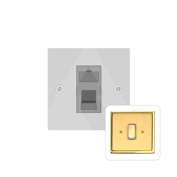 Harmony Grid Range 1 Gang RJ11 in Satin Brass  - White Trim