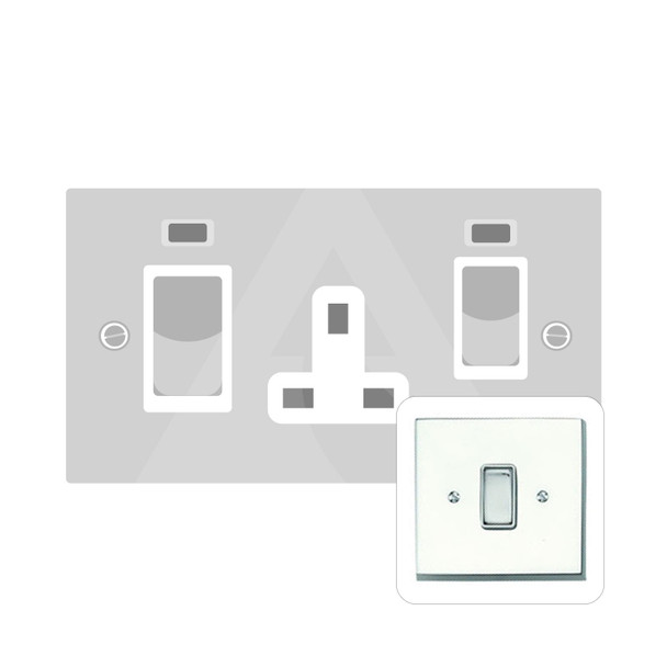 Harmony Grid Range 45A Cooker Unit + 13A Socket in Polished Chrome  - White Trim - CR1962W