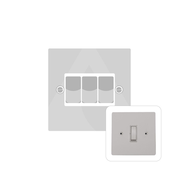 Primed White (Paintable) Range 3 Gang Rocker Switch (20 Amp) in Primed White  - White Trim