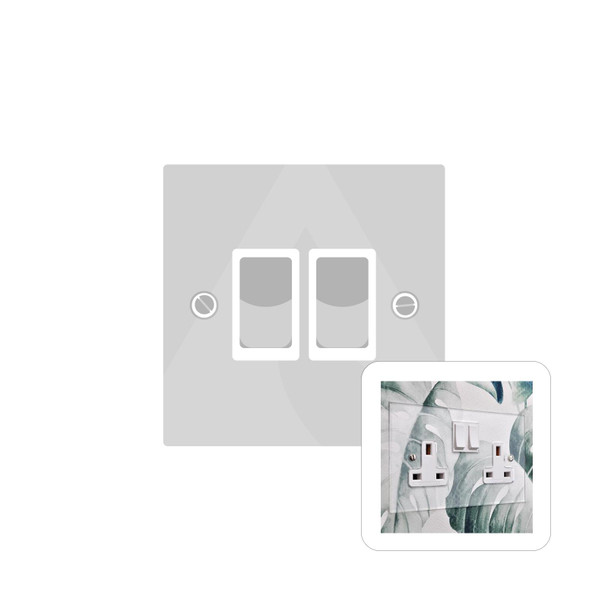 Clarity Perspex Range 2 Gang Rocker Switch (20 Amp) in Clear Perspex  - White Trim