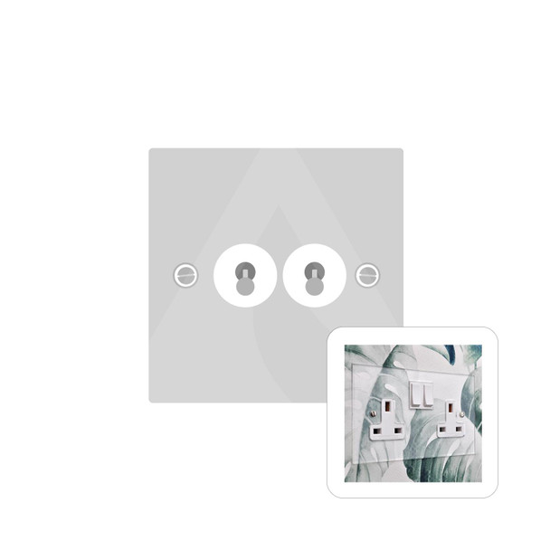 Clarity Perspex Range 2 Gang Toggle Switch in Clear Perspex  - White Trim