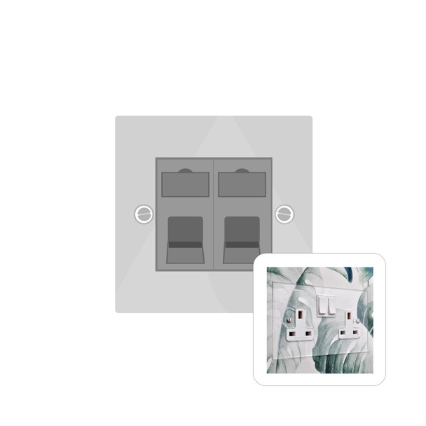 Clarity Perspex Range 2 Gang Secondary Line Socket in Clear Perspex  - White Trim