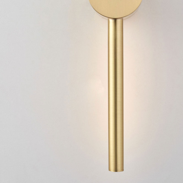 Wall Light Satin Brass Cane with Circle Wall Mount Bottom Part Close Up
