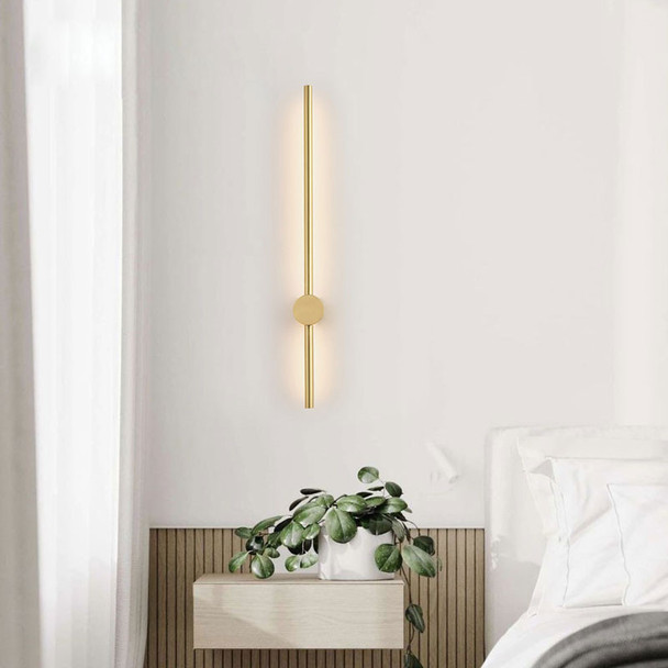 Wall Light Satin Brass Cane Shaped with Circle Wall Mount Bed Side Installation