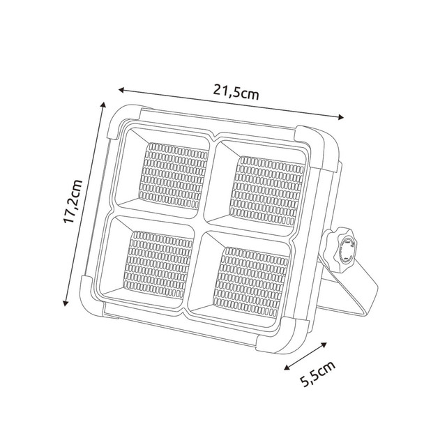 Solar Powered LED Floor Work Light 4000K technical drawing