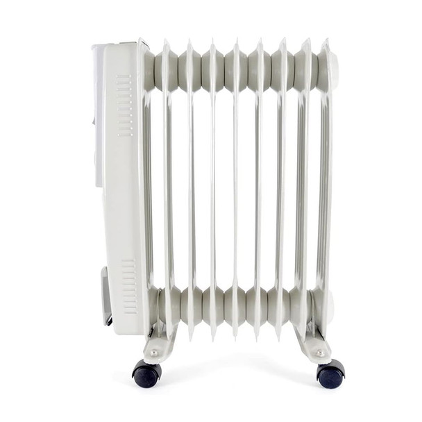 Free Standing Oil Radiator, Grey Oil Radiator, Variable Thermostat Side picture of Heater Fins