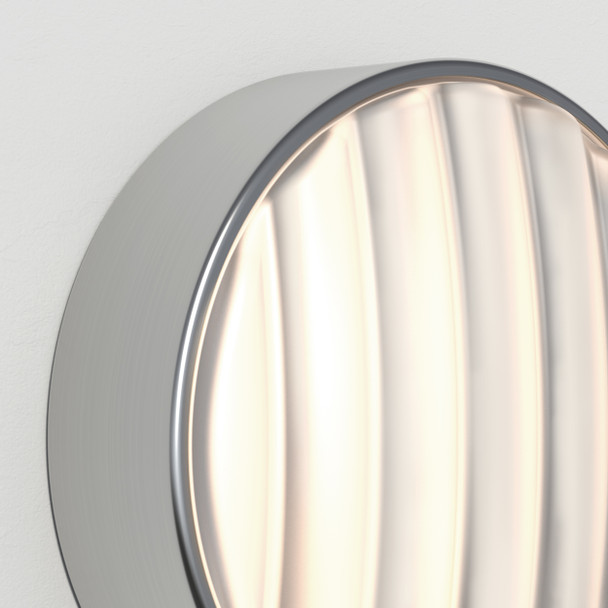 Montreal Round 220 Outdoor Light in Brushed Stainless Steel Close Up