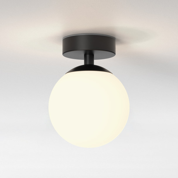 Denver in Matt Black Semi Flush Bathroom Ceiling Light IP44