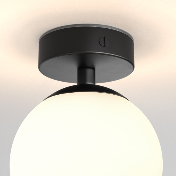 Denver in Matt Black Semi Flush Bathroom Ceiling Light IP44