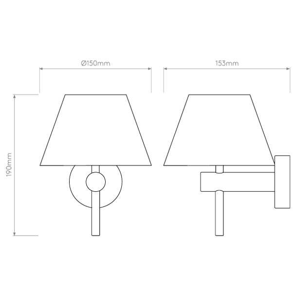 Roma Bathroom Wall Light IP44 Drawing