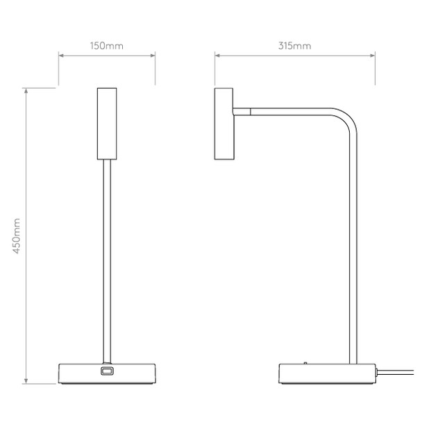 Enna Desk USB C in Matt White