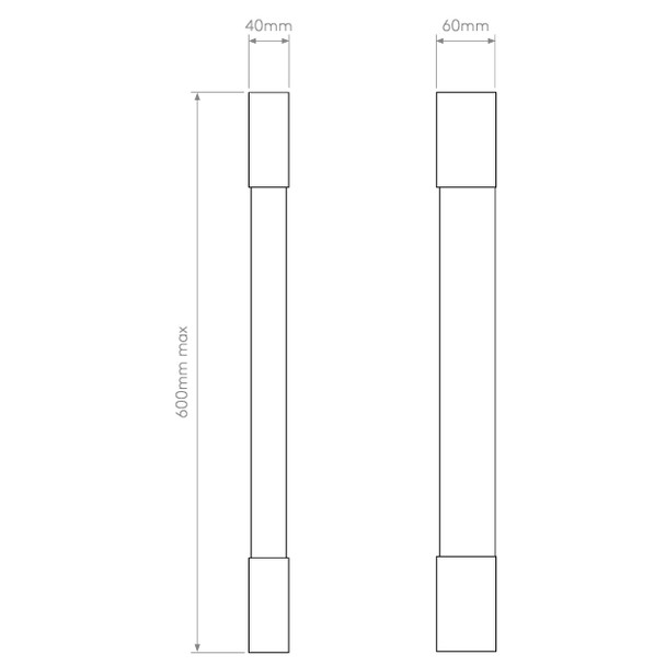 LED Light in Polished Chrome Technical Drawing. Bathroom Lighting.