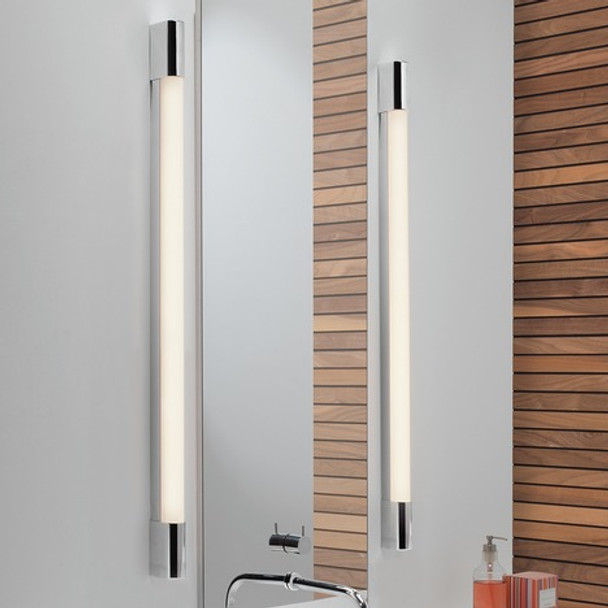 LED Bathroom Shaver Light in Polished Chrome Bathroom Installation